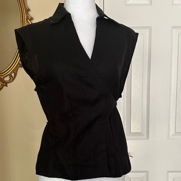 NWT Faithful the Brand Antibes Sleeveless Wrap Shirt Flax Linen Cropped Fitted - Picture 1 of 9